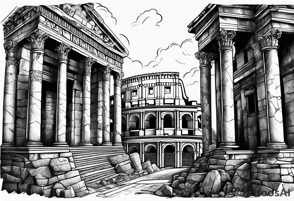 ancient ruins of Rome tattoo idea