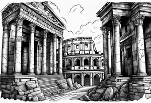 ancient ruins of Rome tattoo idea
