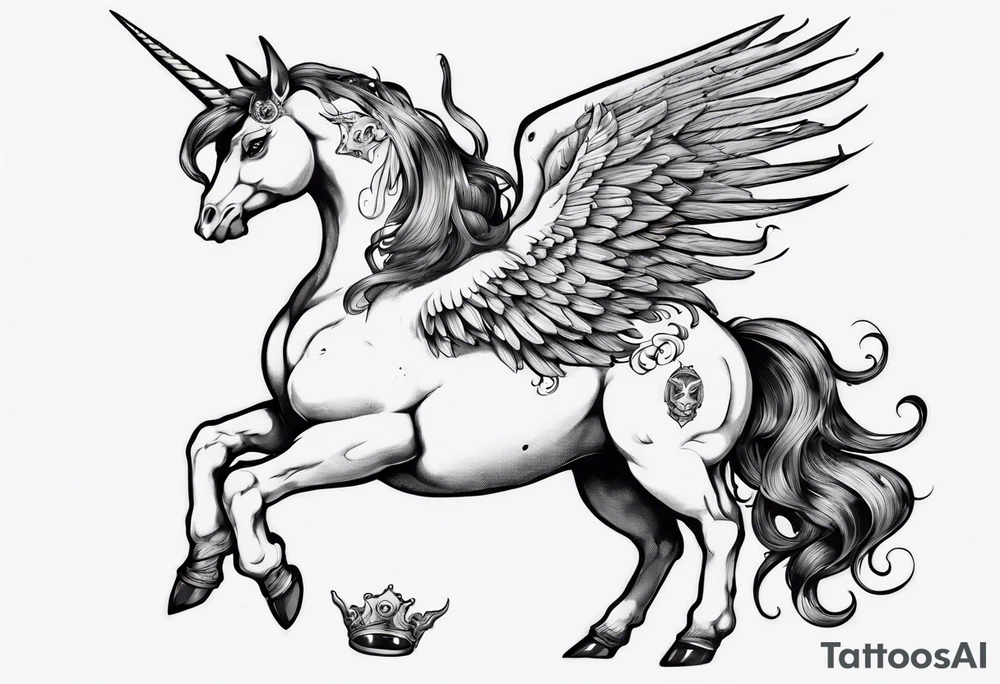 fat pegasus unicorn that looks like a rebel tattoo idea