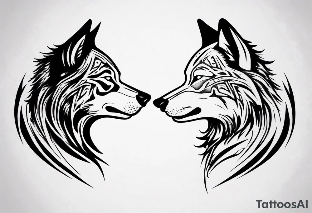 two wolves dancing tattoo idea