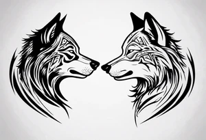 two wolves dancing tattoo idea