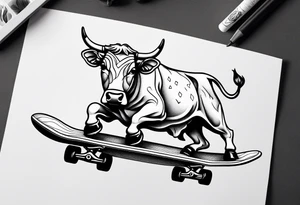 Cow riding skateboard tattoo idea