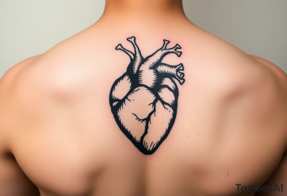 woodcut realistic heart etching tattoo high detail tattoo idea