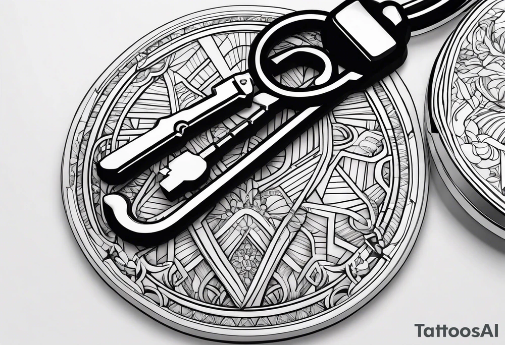 a keychain with differents keys just lines tattoo idea