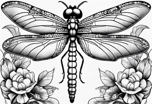 Dragon fly with clover behind it tattoo idea