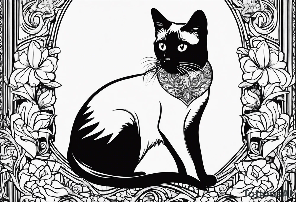 Siamese cat looking at a dog tattoo idea