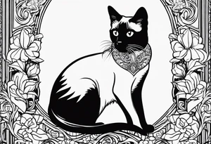 Siamese cat looking at a dog tattoo idea