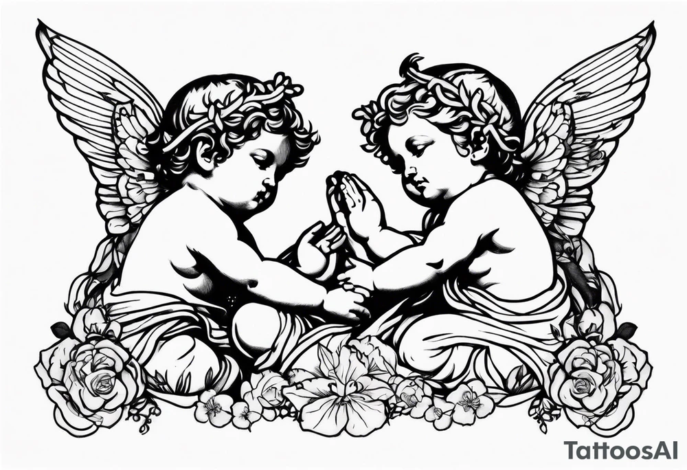 putti praying tattoo idea