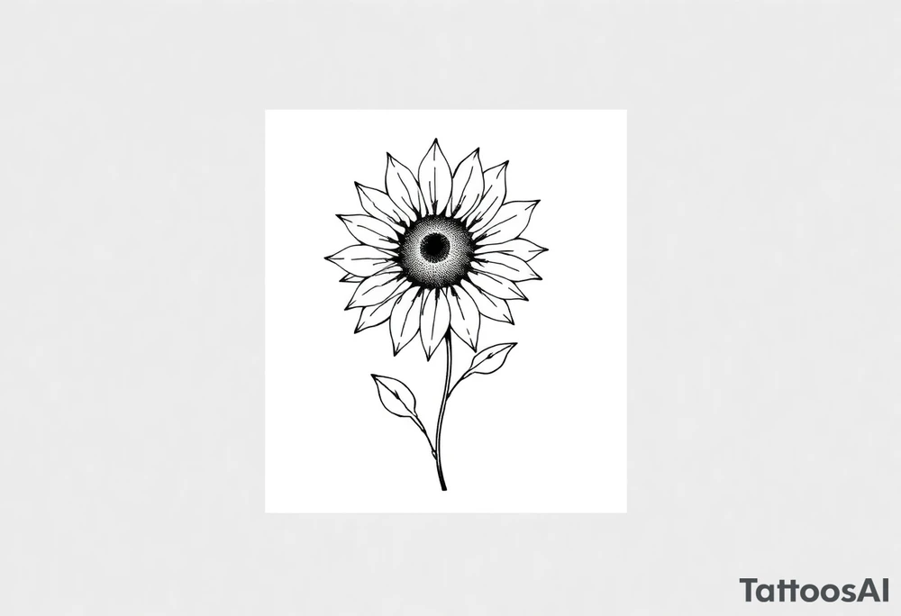Sun flower with stem tattoo idea