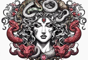 Medusa heads with snakes eating man's heart tattoo idea