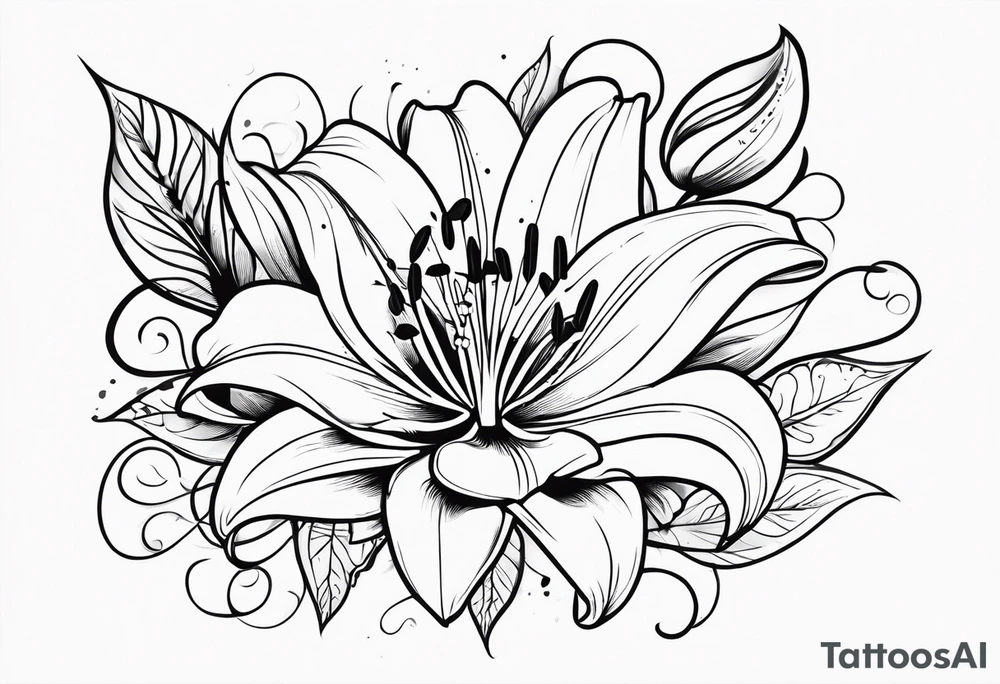 The name lily attached to a flower tattoo idea