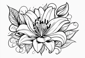 The name lily attached to a flower tattoo idea