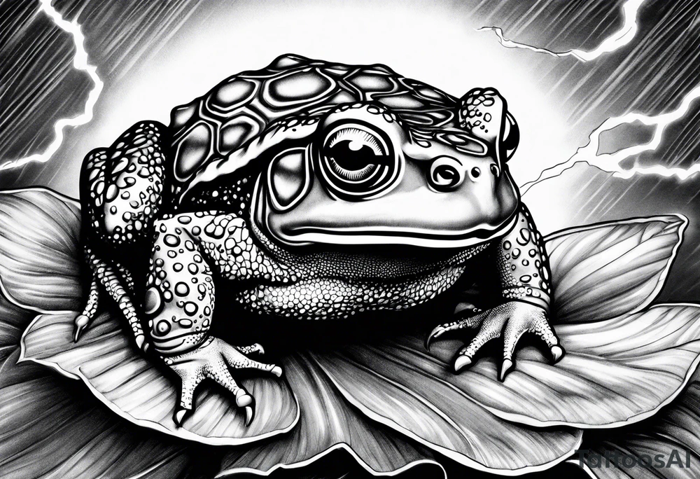 A toad in a thunderstorm tattoo idea