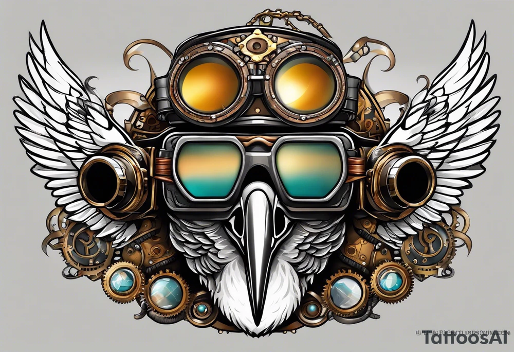 pelican steampunk goggles tattoo idea