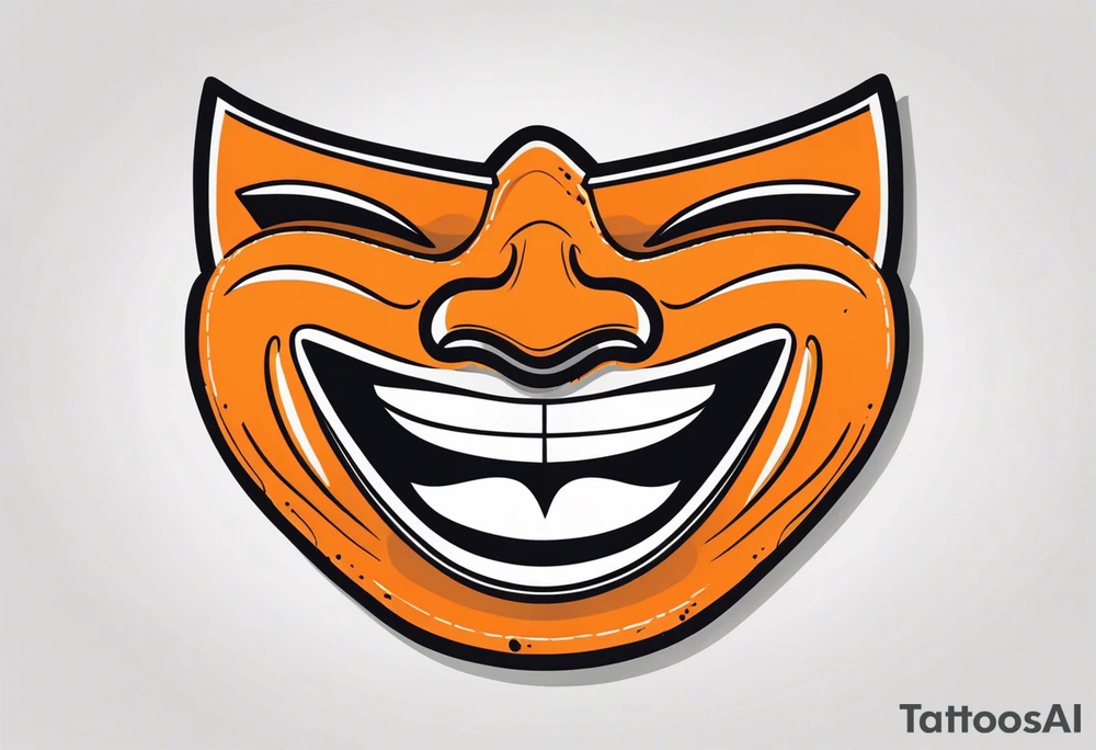 Laughing mask that is orange and black simplistic tattoo idea