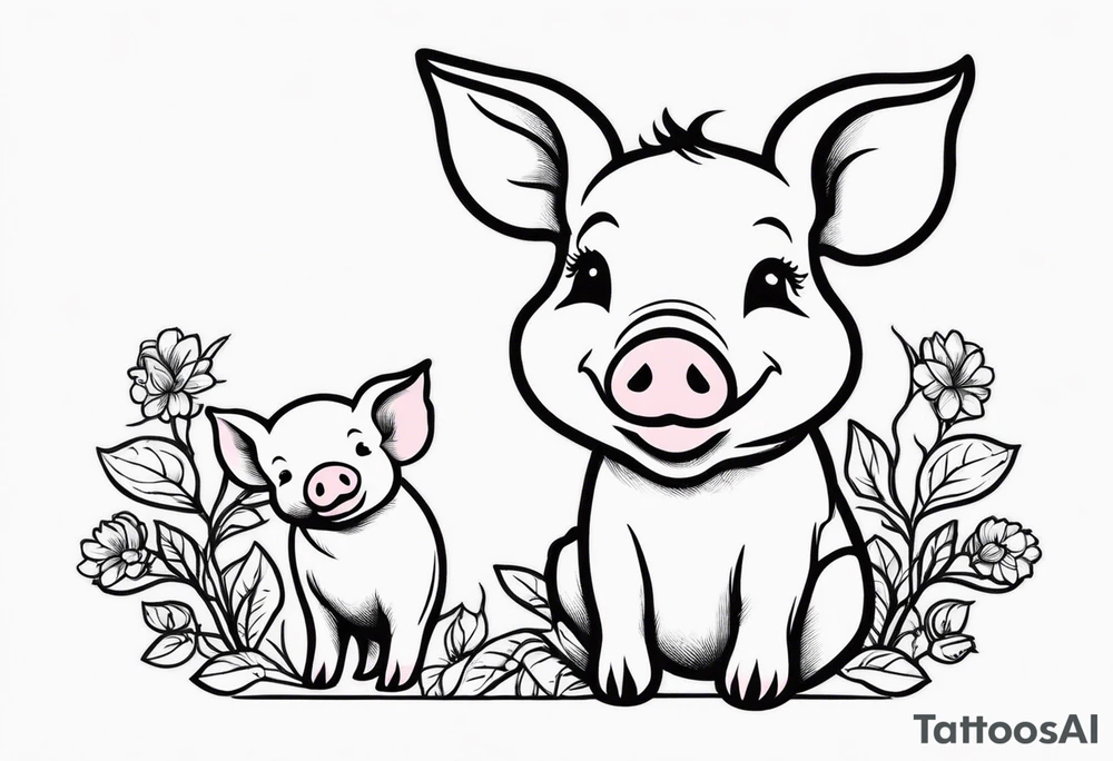 cute piglet.
with text: "friends not food" tattoo idea
