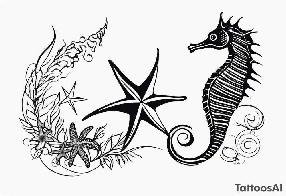 Star fish and sea horse tattoo idea