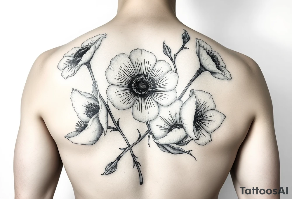 It will be a fore arm tattoo in the neo american traditional style. I want to incorporate a few different flowers: poppy's, morning glorys, narcisus tattoo idea