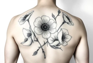 It will be a fore arm tattoo in the neo american traditional style. I want to incorporate a few different flowers: poppy's, morning glorys, narcisus tattoo idea