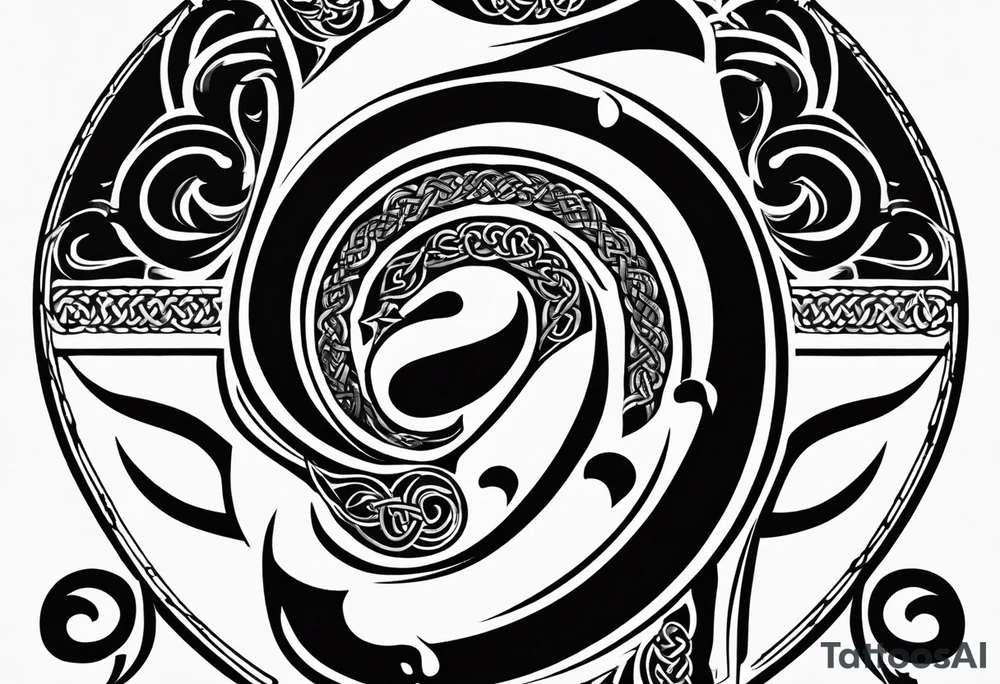 Celtic styling, anchor, bass clef note, treble clef note, dog paw print, half sleeve, forearm tattoo idea
