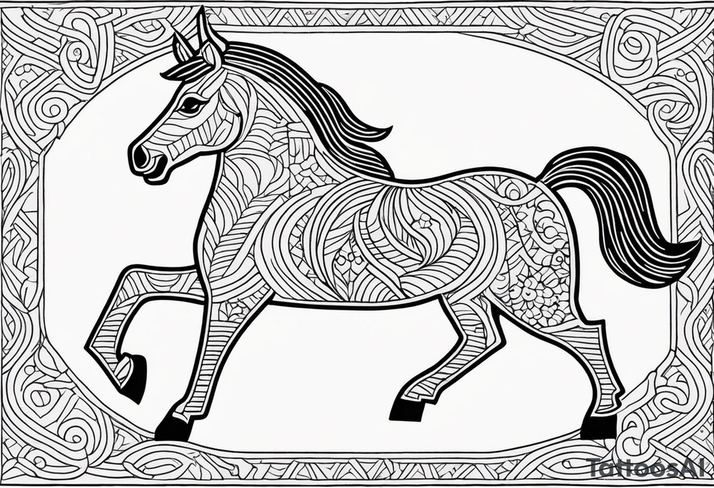 Herring outline filled in with the pattern of a Swedish Dala horse tattoo idea