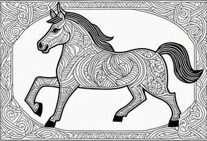 Herring outline filled in with the pattern of a Swedish Dala horse tattoo idea