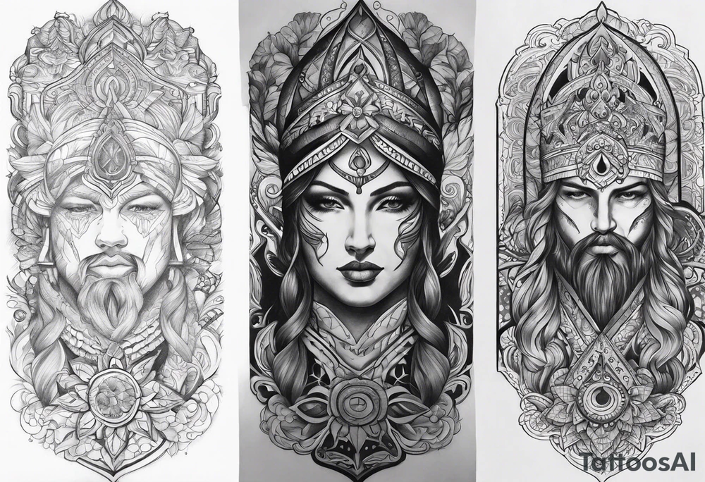 Need to make a cover up for a half sleeve for a male. Want it to be religious tattoo idea