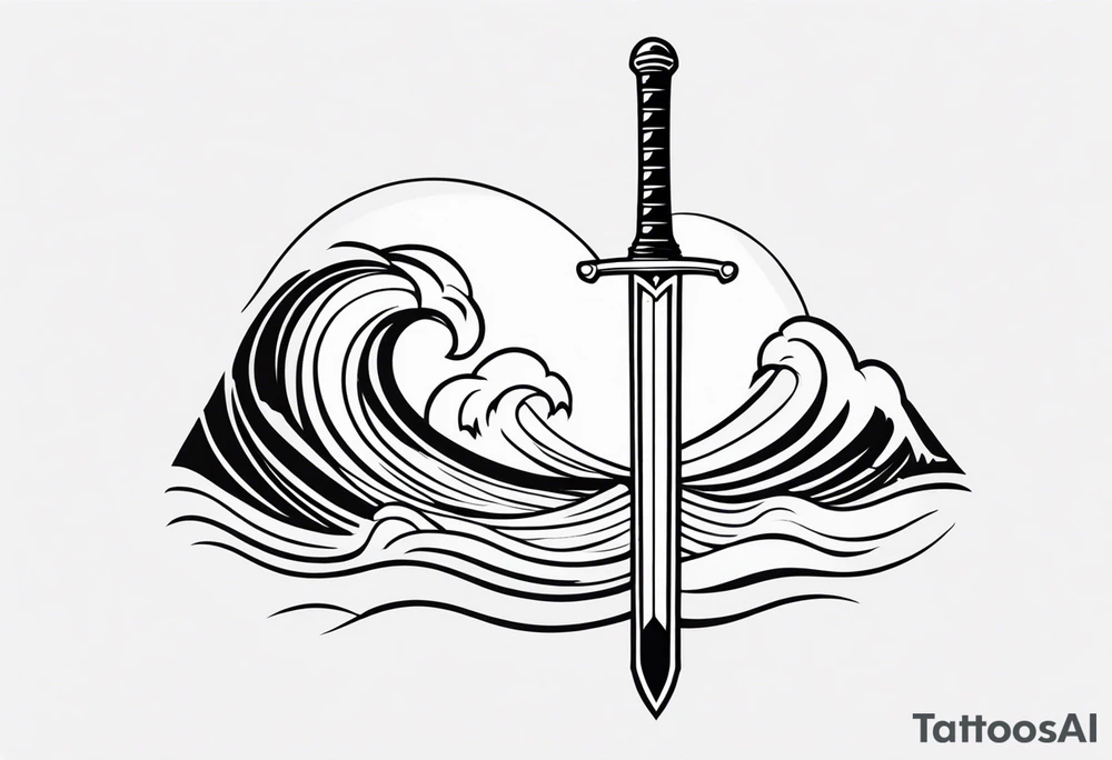 sword, wave, thunderbolt tattoo idea