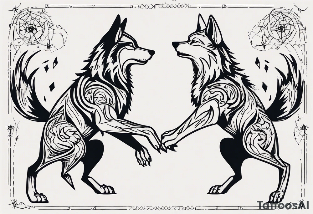 simplified two wolves dancing on their hind legs tattoo idea simplified two wolves dancing on their hind legs tattoo idea