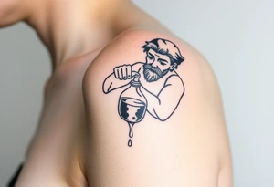 aquarius badass humanized version man trickling water from his jar along the arm tattoo idea