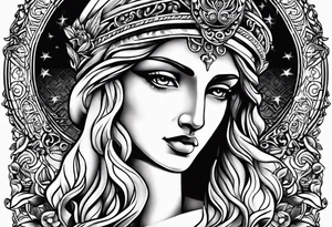 Themis (Greek Goddess of Justice), with blood in her eyes tattoo idea