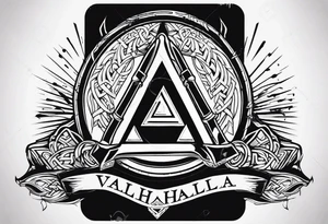 Valhalla sword shield axe Valknut fog tattoo idea