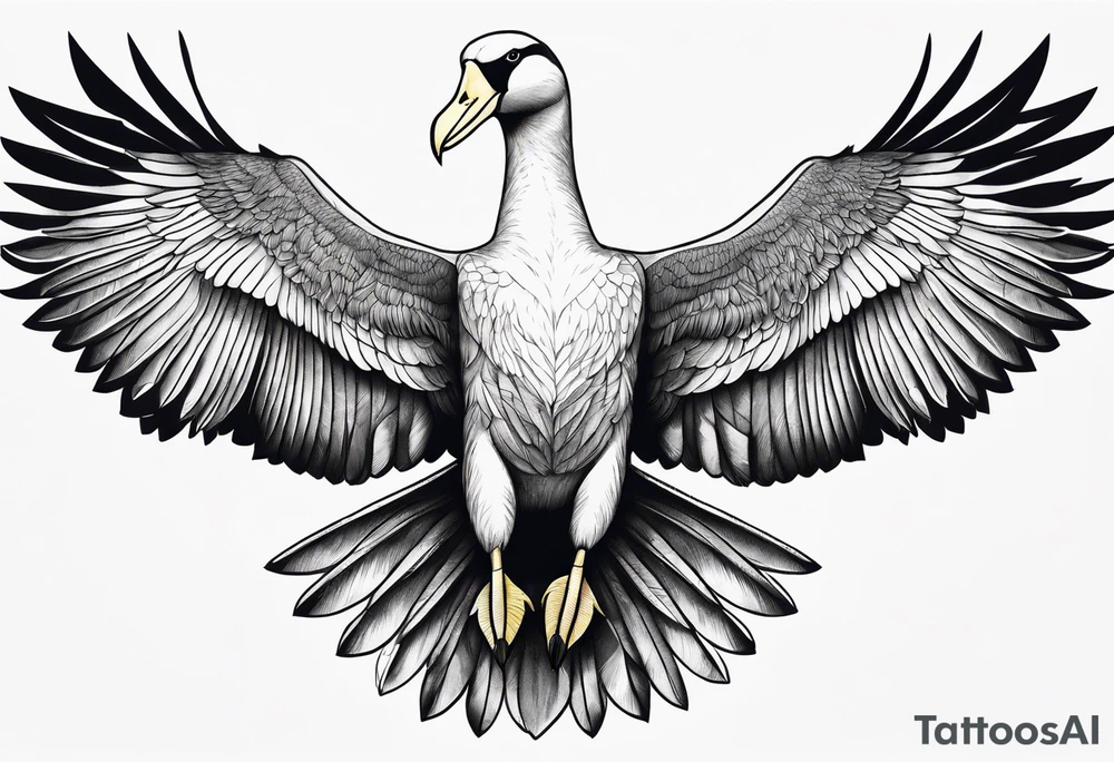 flying giant albatross symmetrical tattoo idea