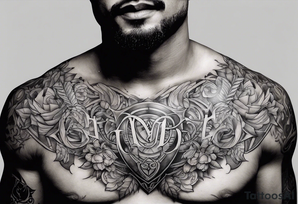 full chest piece one zues with letters HOPE tattoo idea