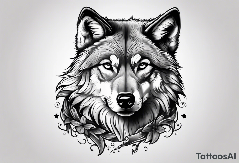 2 cute baby wolves tattoo idea