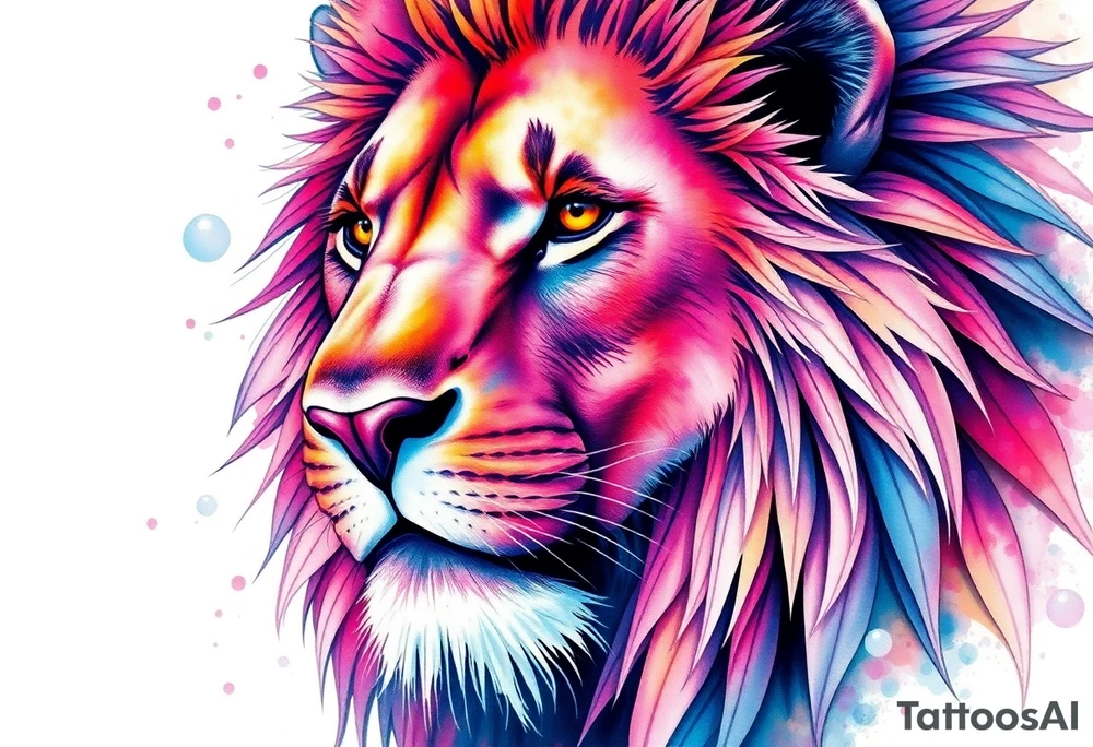 powerful majestic lion, close-up tattoo idea