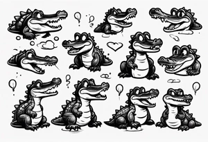 cute cartoon aligator crying tattoo idea