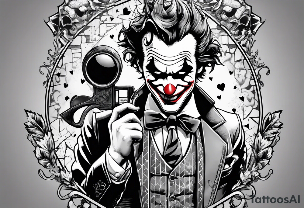 joker playing nintendo nes tattoo idea