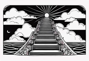 Led Zeppelin stairway to heaven with Pink Floyd setting tattoo idea