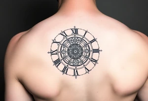 vintage roman numerals within ornate clockwork mechanism tattoo idea