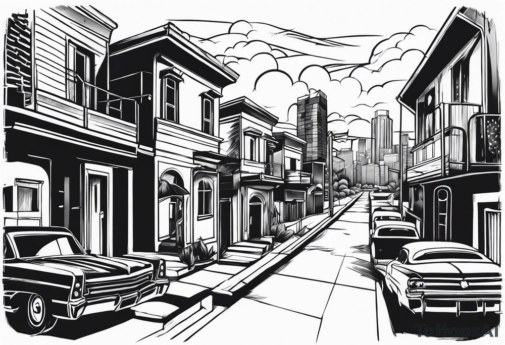 Chicano style scenary
city gangster tattoo idea