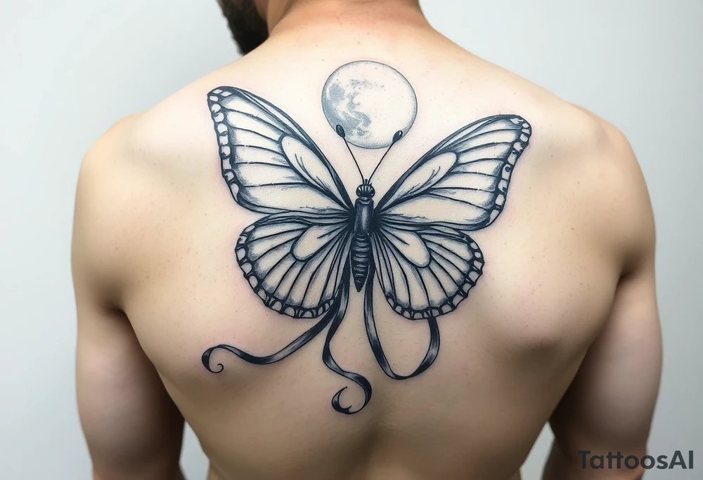 ethereal butterfly with flowing silk ribbons in moonlight tattoo idea ethereal butterfly with flowing silk ribbons in moonlight tattoo idea