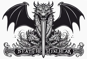 Valhalla death 
prayer sword dragon head axe tattoo idea