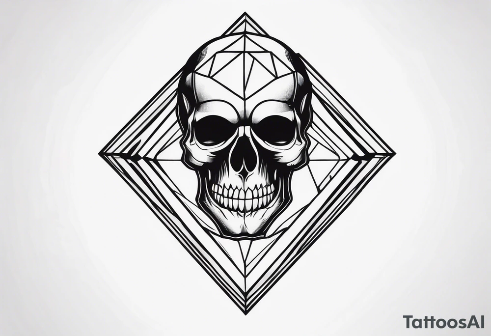 Skull with diamond teeth on the knee tattoo idea