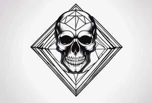 Skull with diamond teeth on the knee tattoo idea