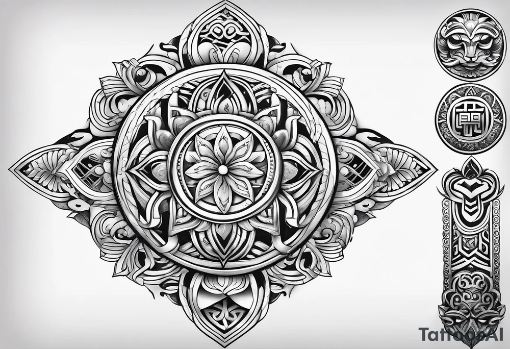 maori mix japanese tattoo idea