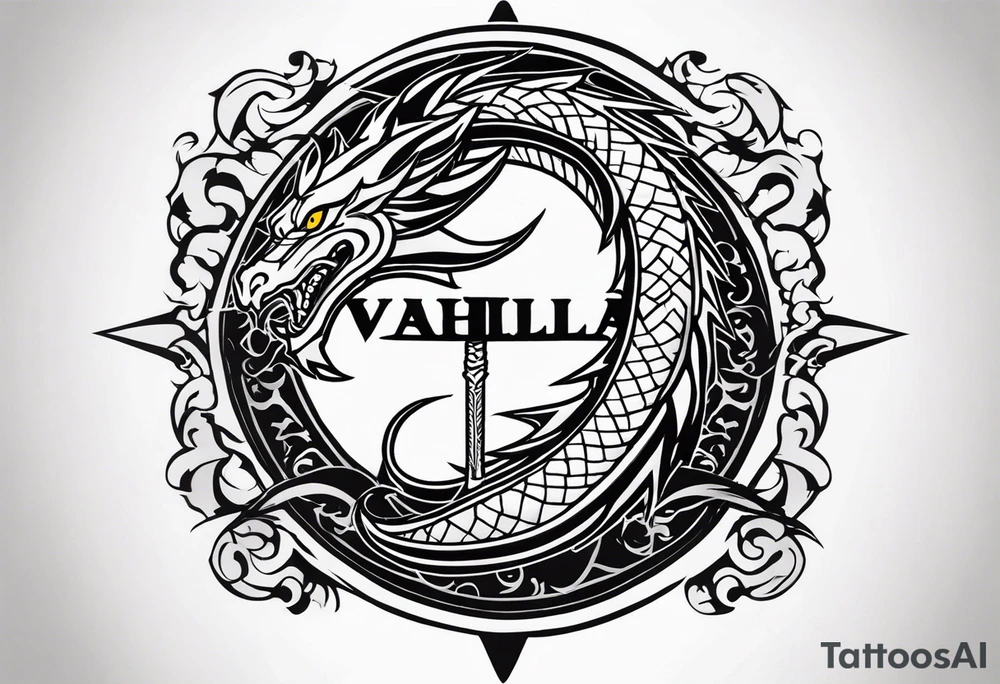 Valhalla  dragon sword symbol tattoo idea