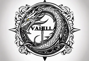 Valhalla  dragon sword symbol tattoo idea