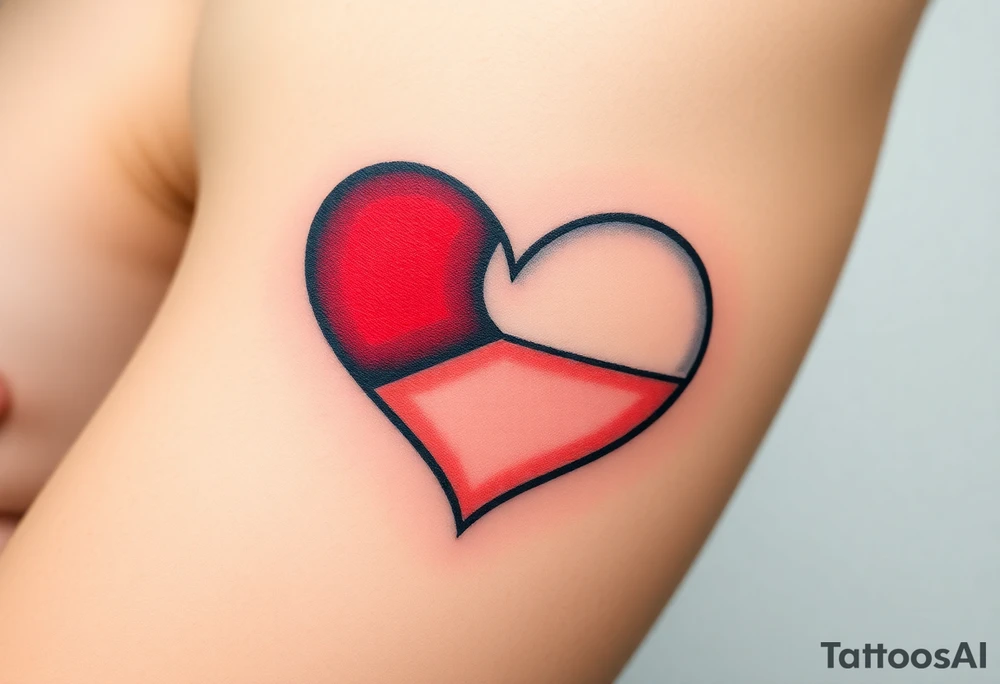 A Czech flag inside a heart shape, with soft shading to give it a glowing effect tattoo idea