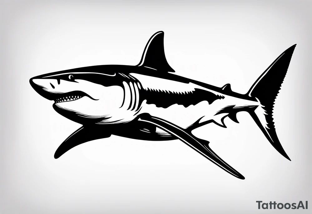 Great white shark outline but grunge tattoo idea